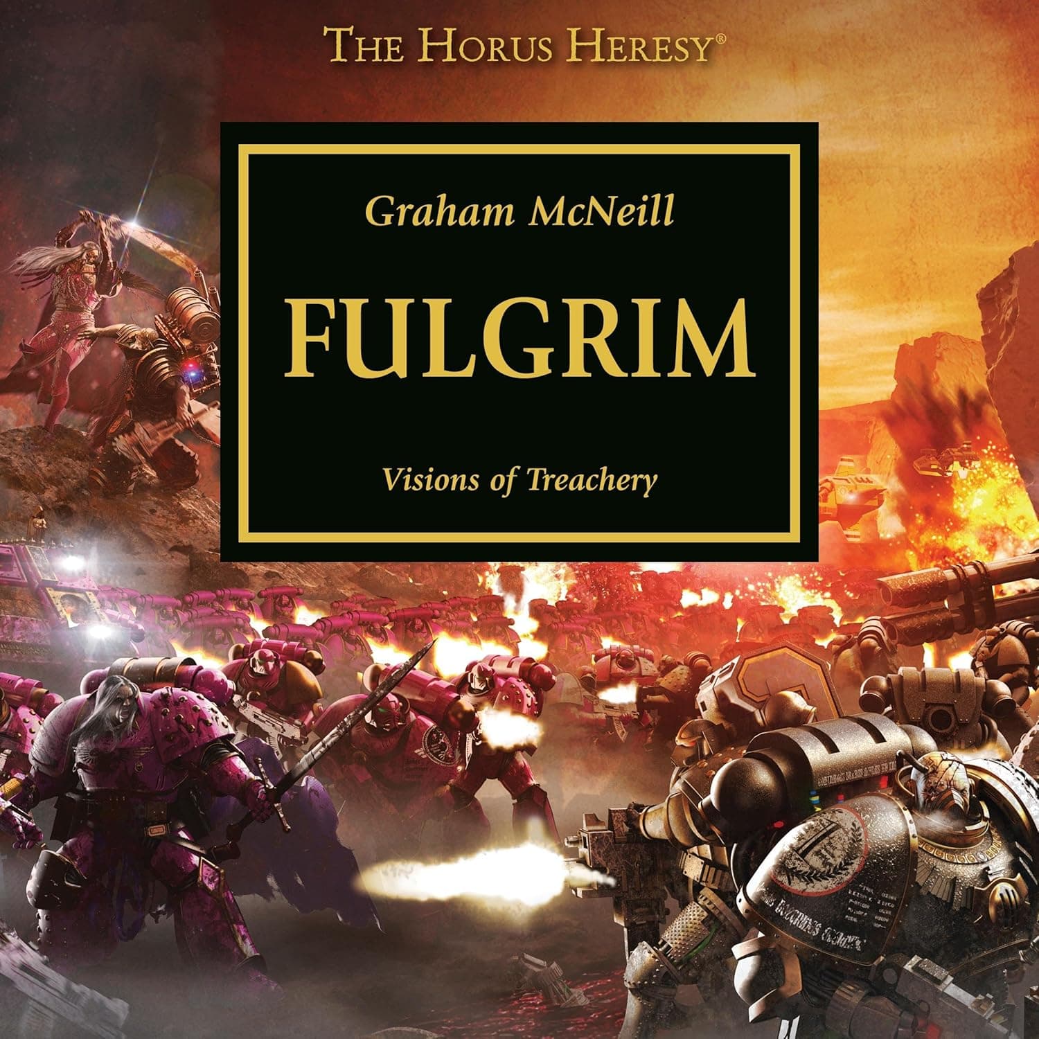 Cover of the audiobook edition of 'Fulgrim': Visions of Treachery
